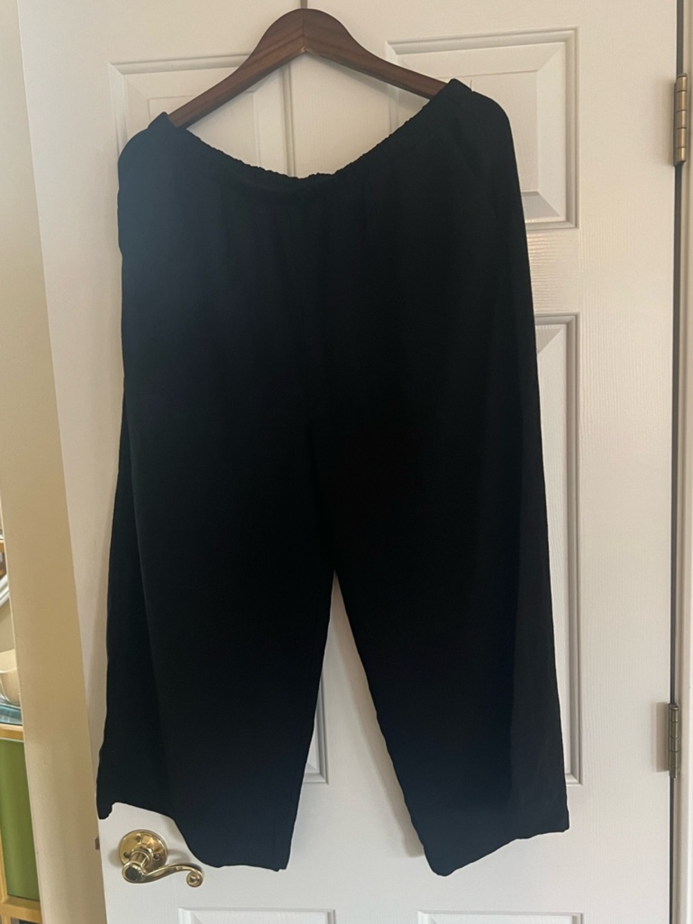 Kylie Paige NWT Black Wide Leg Crop Pants with Elastic Waist. Linen blend. Large - Picture 5 of 13